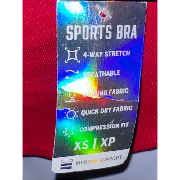 NWT PINK Victoria's Secret Ultimate Sports Stretch Bra Red With Gold Stars XS - Picture 3 of 7